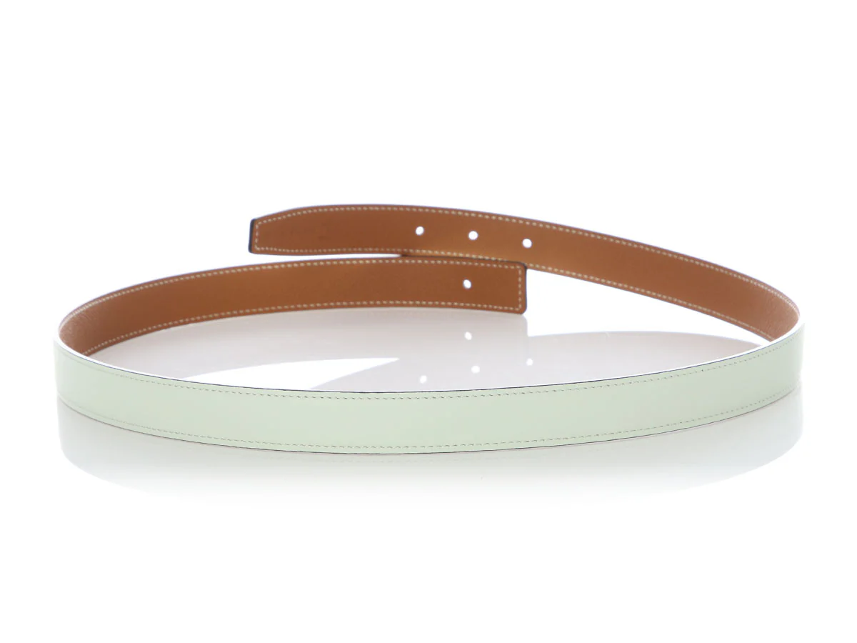 Hermès Vert D’eau Swift and Gold Epsom Reversible Belt Strap 24mm - Image 3