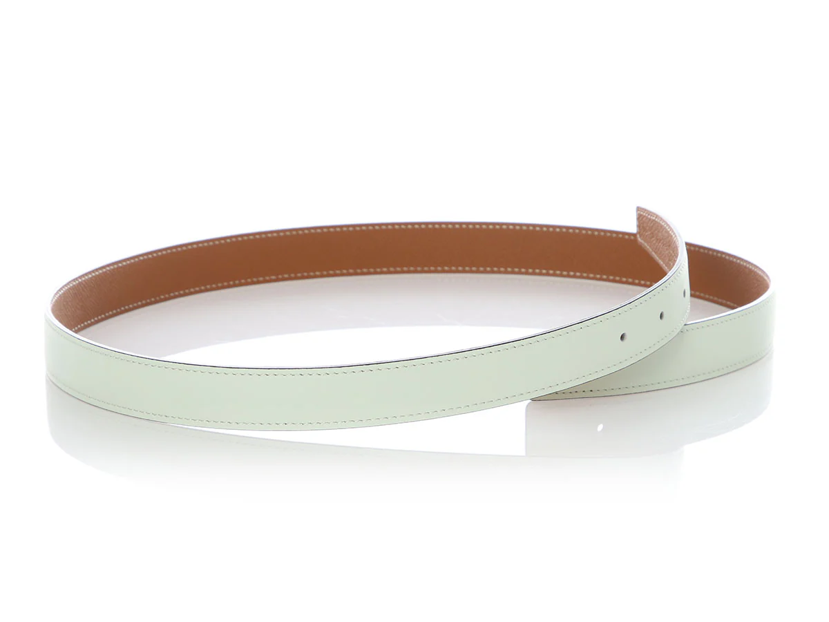 Hermès Vert D’eau Swift and Gold Epsom Reversible Belt Strap 24mm - Image 4