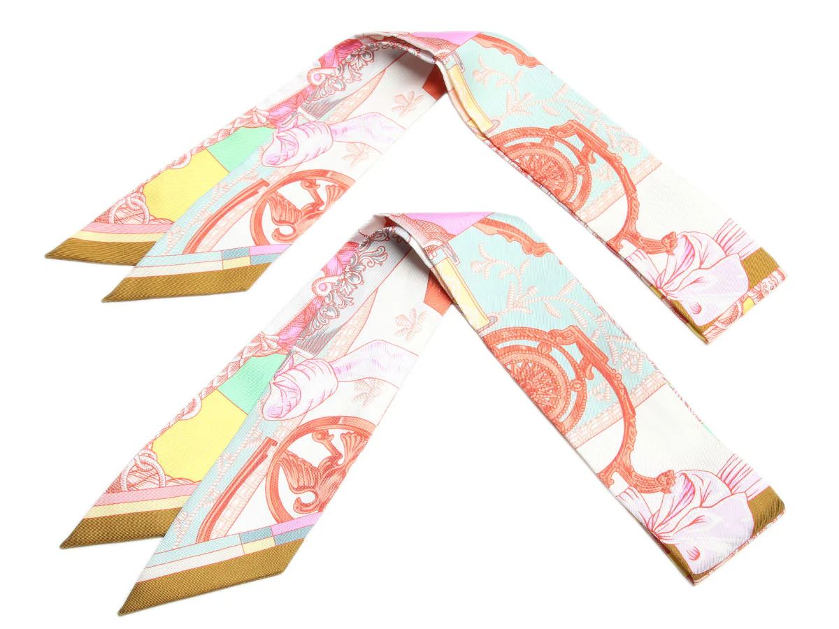 Hermès Cavalleria d'Etriers Silk Twilly Pair