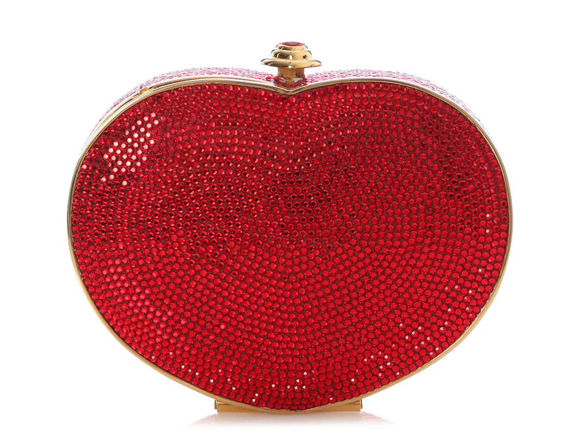 Judith Leiber Red Crystal Heart Minaudière