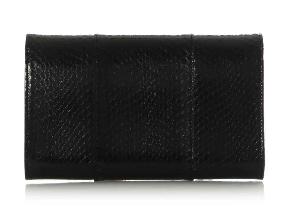 Judith Leiber Black Snakeskin Champagne Serpent Clutch - Image 4