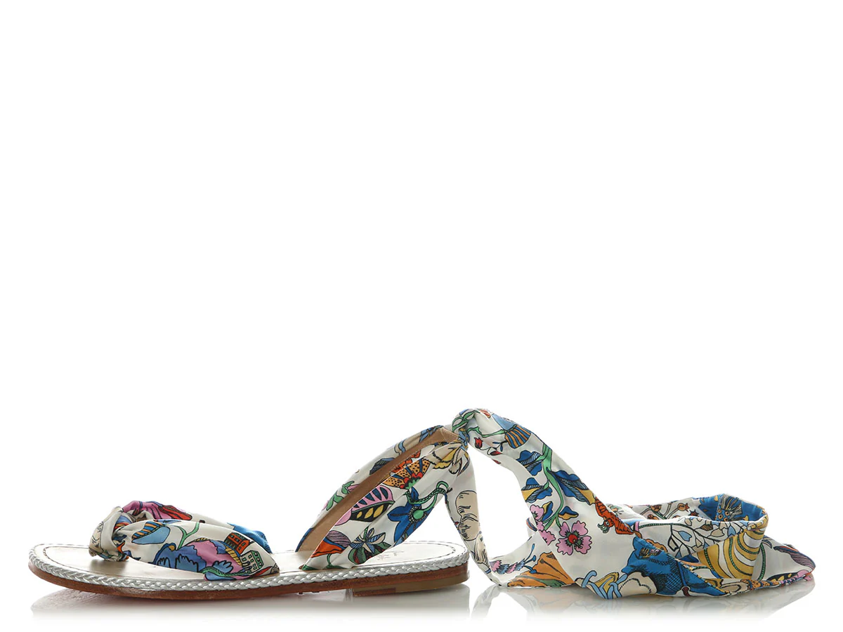 Christian Louboutin Satin Niloofar Wrap Flat Sandals