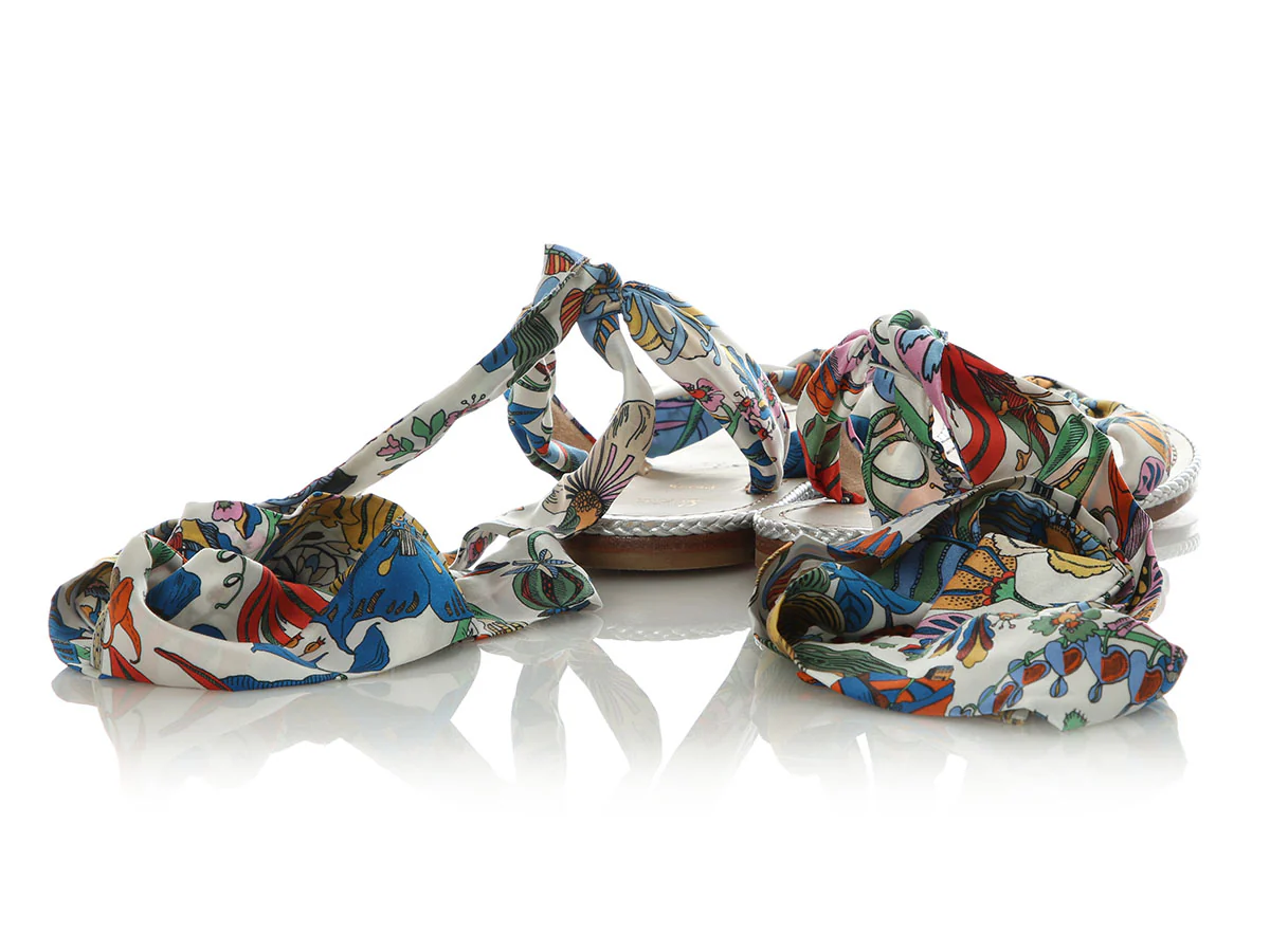 Christian Louboutin Satin Niloofar Wrap Flat Sandals - Image 4