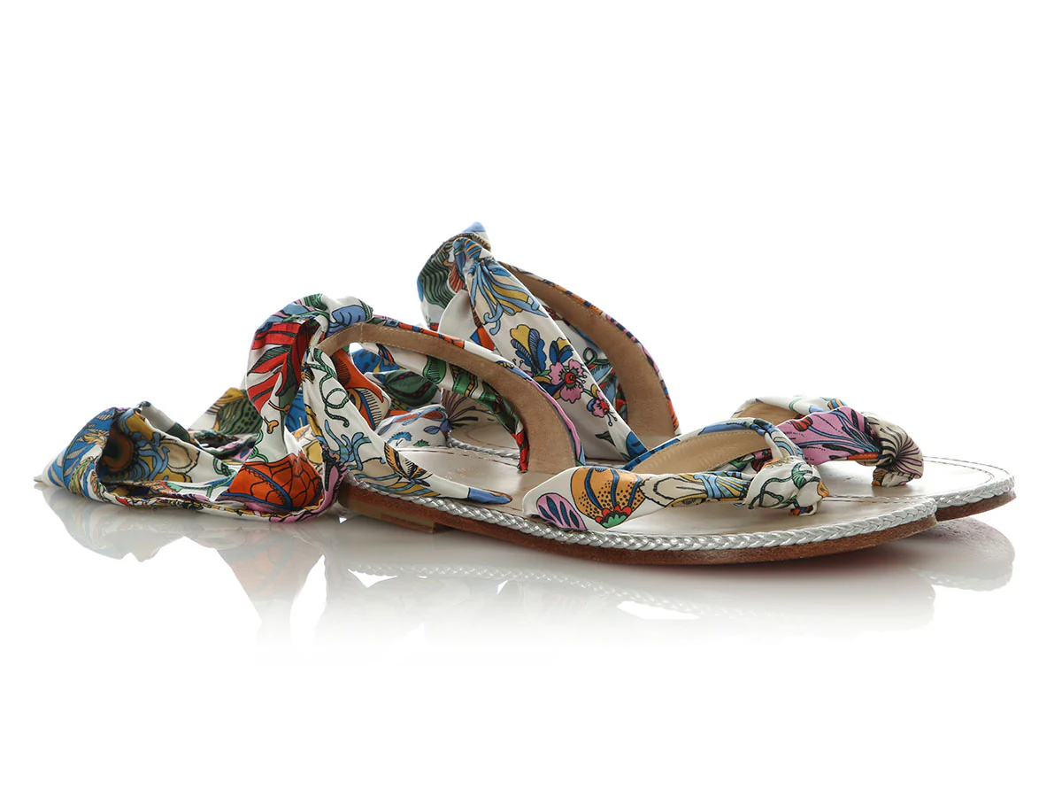 Christian Louboutin Satin Niloofar Wrap Flat Sandals - Image 5
