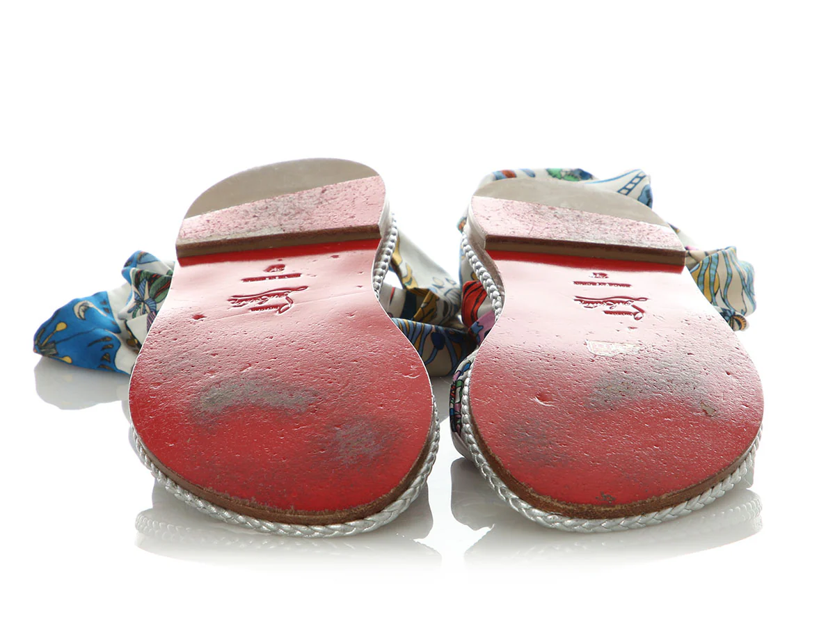 Christian Louboutin Satin Niloofar Wrap Flat Sandals - Image 6