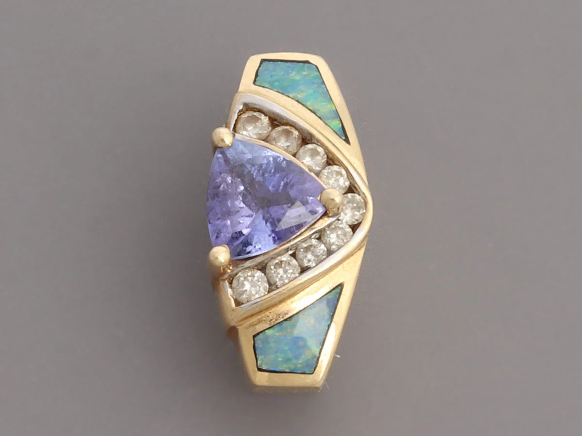 Le Vian 14K Yellow Gold Tanzanite, Fire Opal, and Diamond Pendant - Image 2
