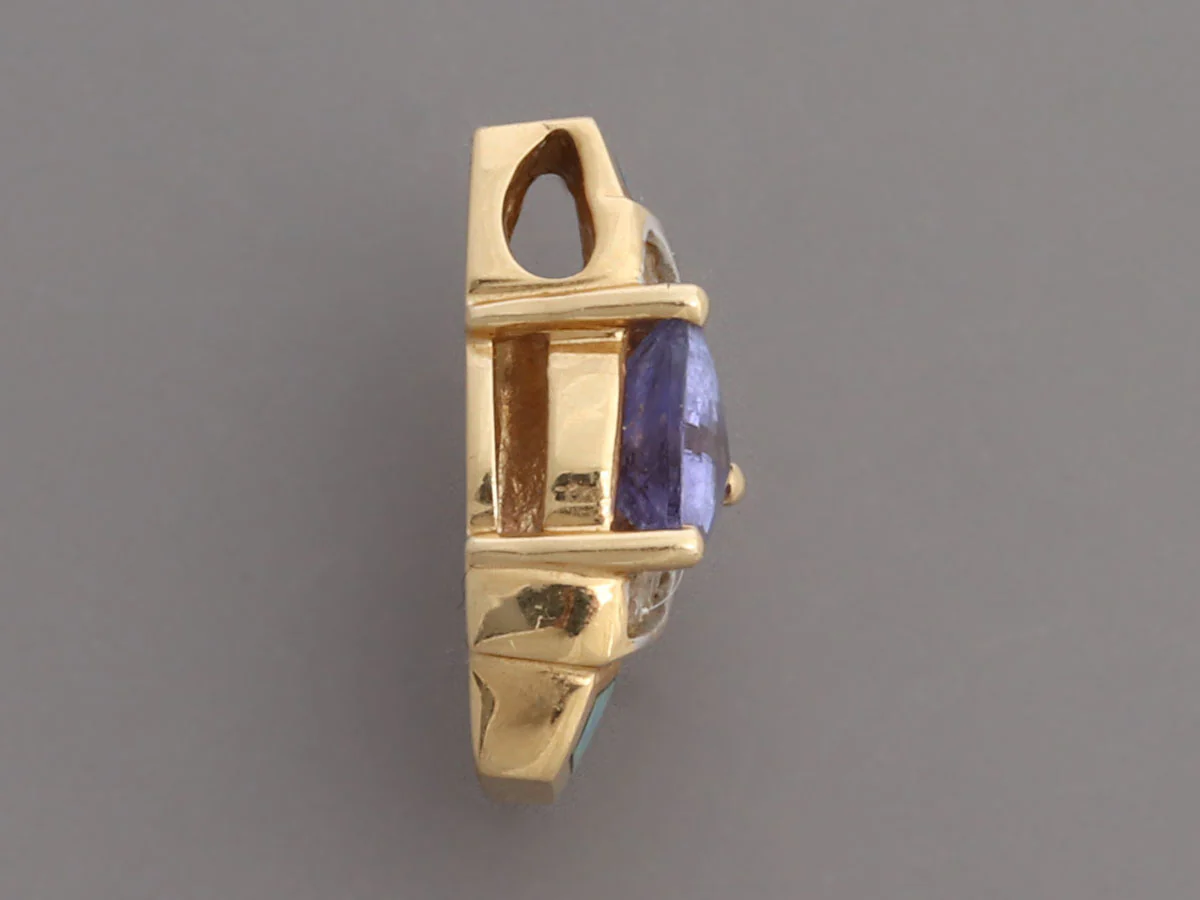 Le Vian 14K Yellow Gold Tanzanite, Fire Opal, and Diamond Pendant - Image 3