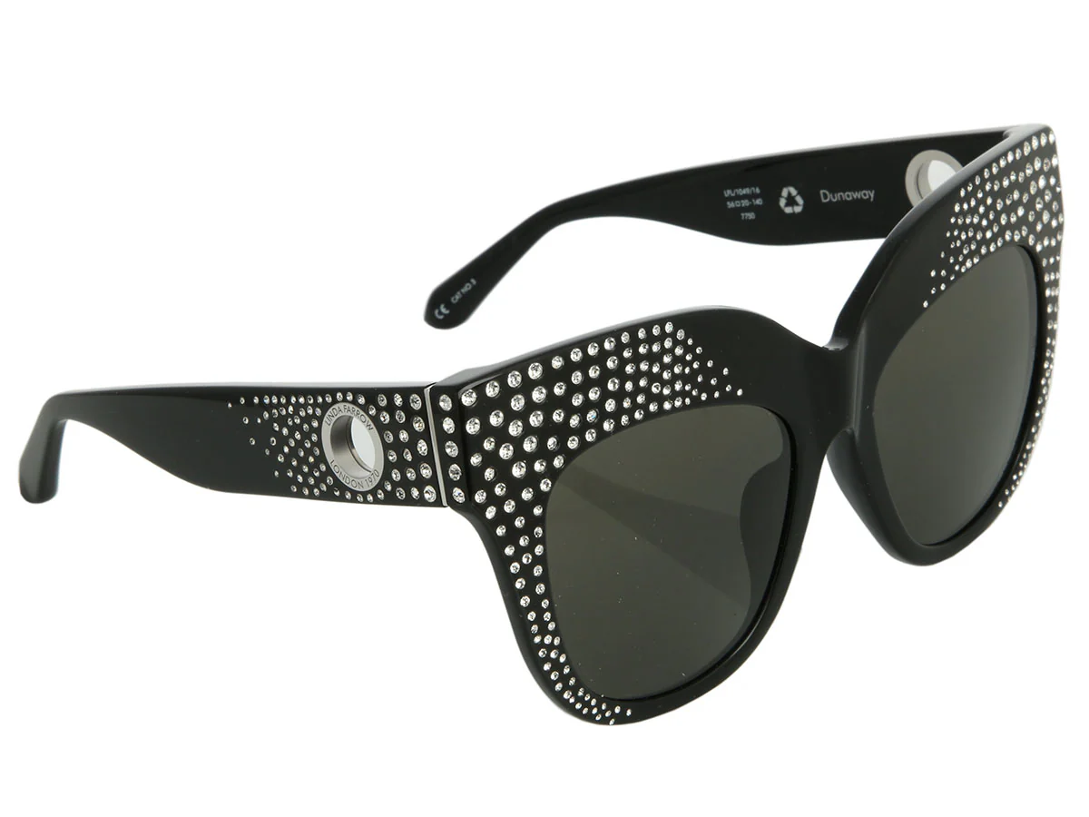 Linda Farrow Black Crystal Dunaway Cat Eye Sunglasses - Image 4