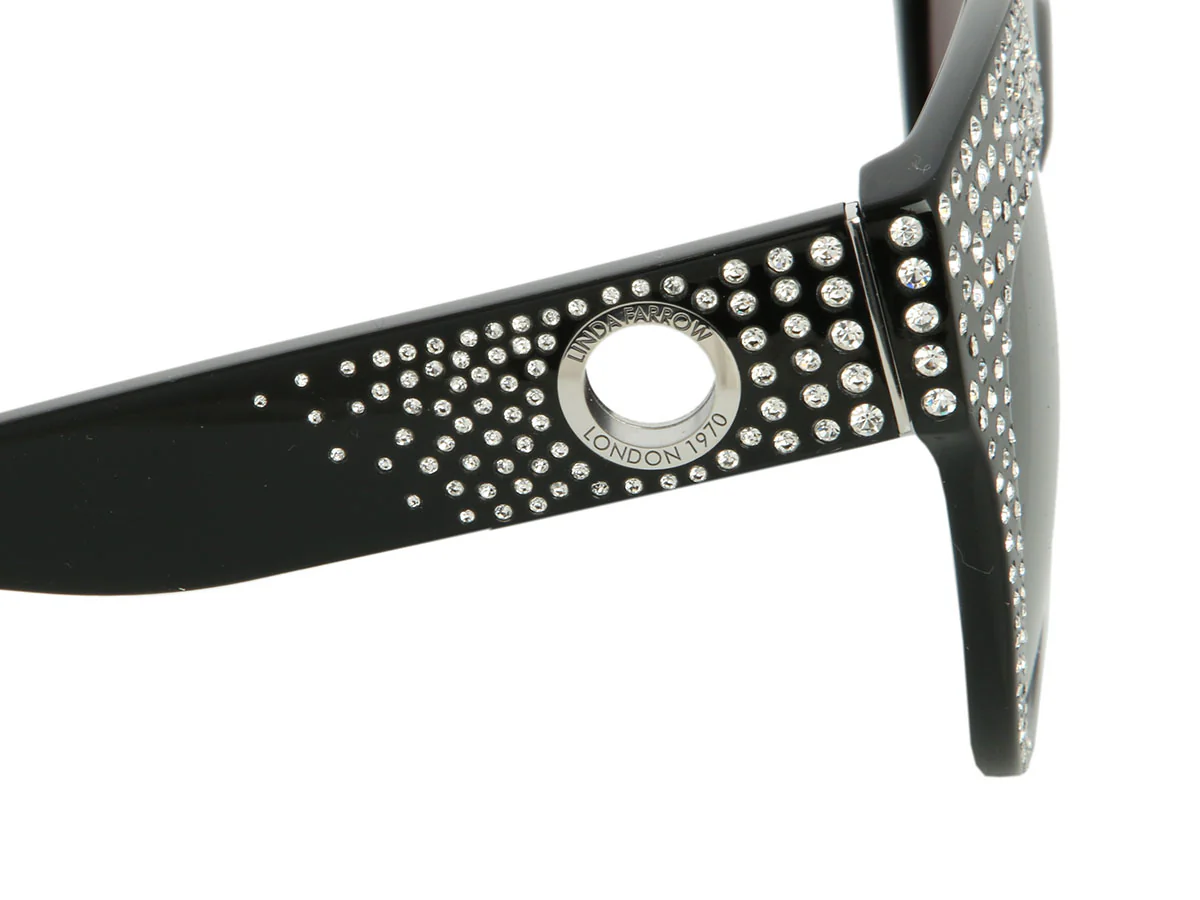Linda Farrow Black Crystal Dunaway Cat Eye Sunglasses - Image 5