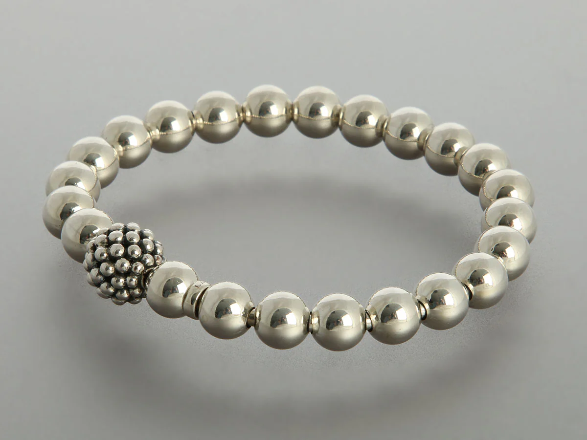 Lagos Sterling Silver Beaded Stretch Bracelet - Image 3