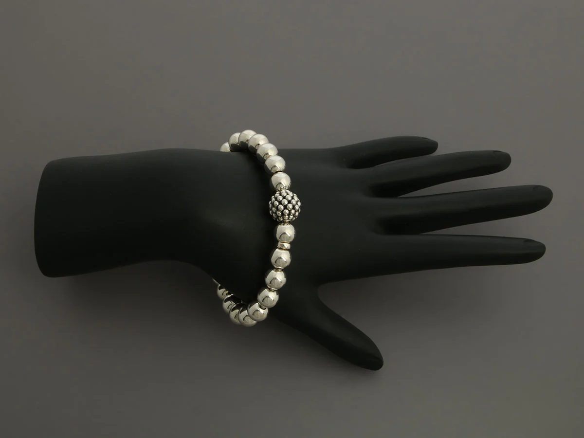 Lagos Sterling Silver Beaded Stretch Bracelet - Image 5