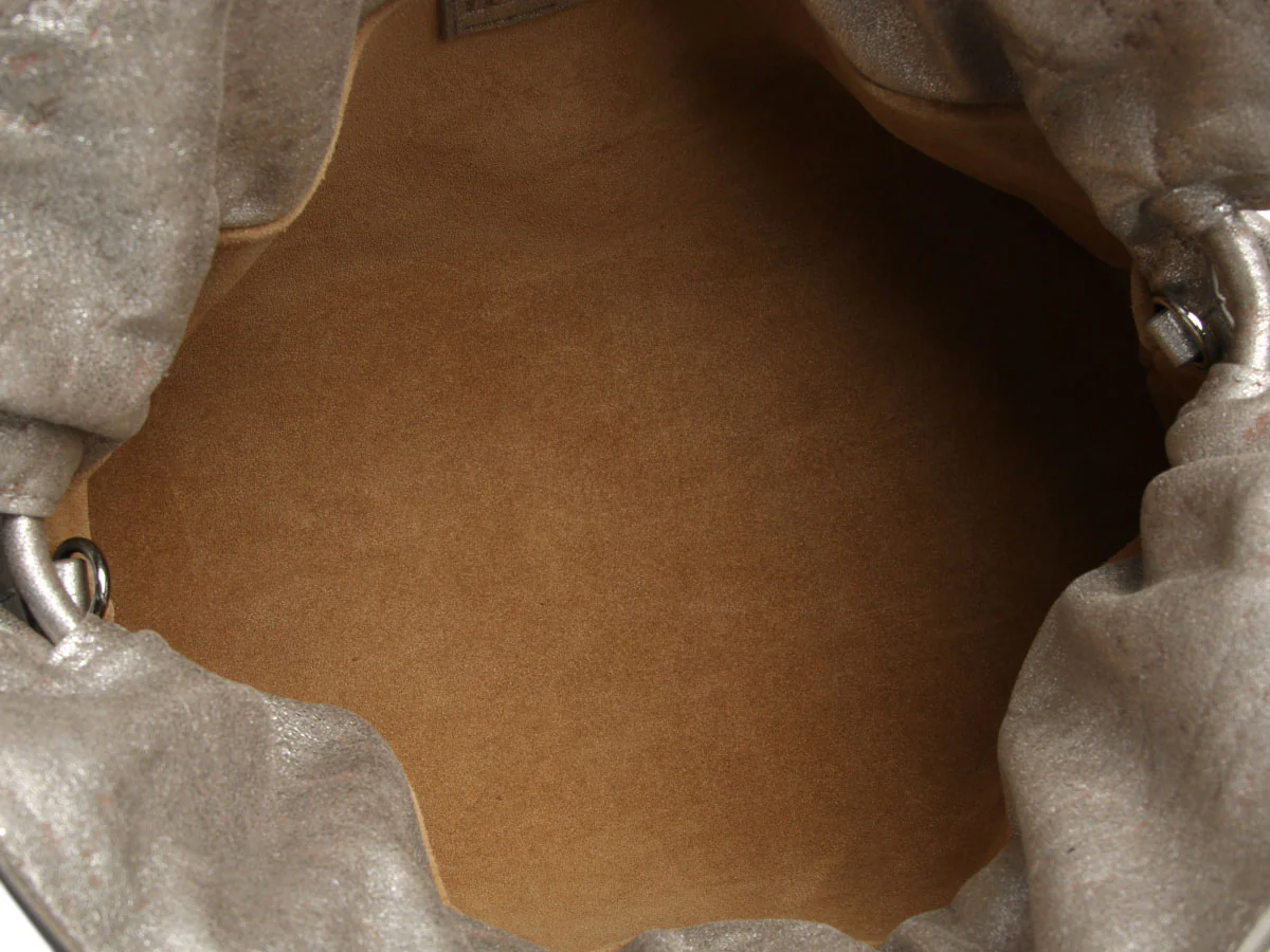 Loewe Medium Distressed Silver Lambskin Flamenco Bag - Image 8