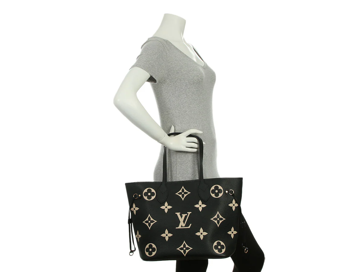 Louis Vuitton Black and Cream Giant Monogram Empreinte Neverfull - Image 10