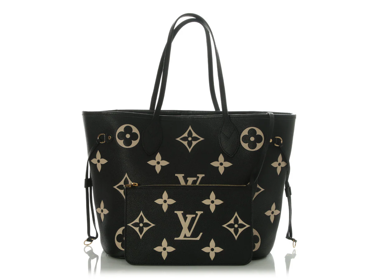 Louis Vuitton Black and Cream Giant Monogram Empreinte Neverfull - Image 2