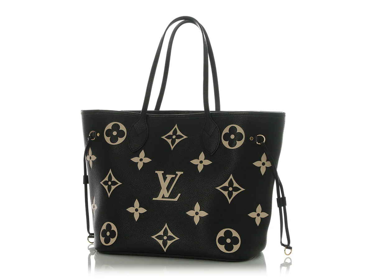 Louis Vuitton Black and Cream Giant Monogram Empreinte Neverfull - Image 3