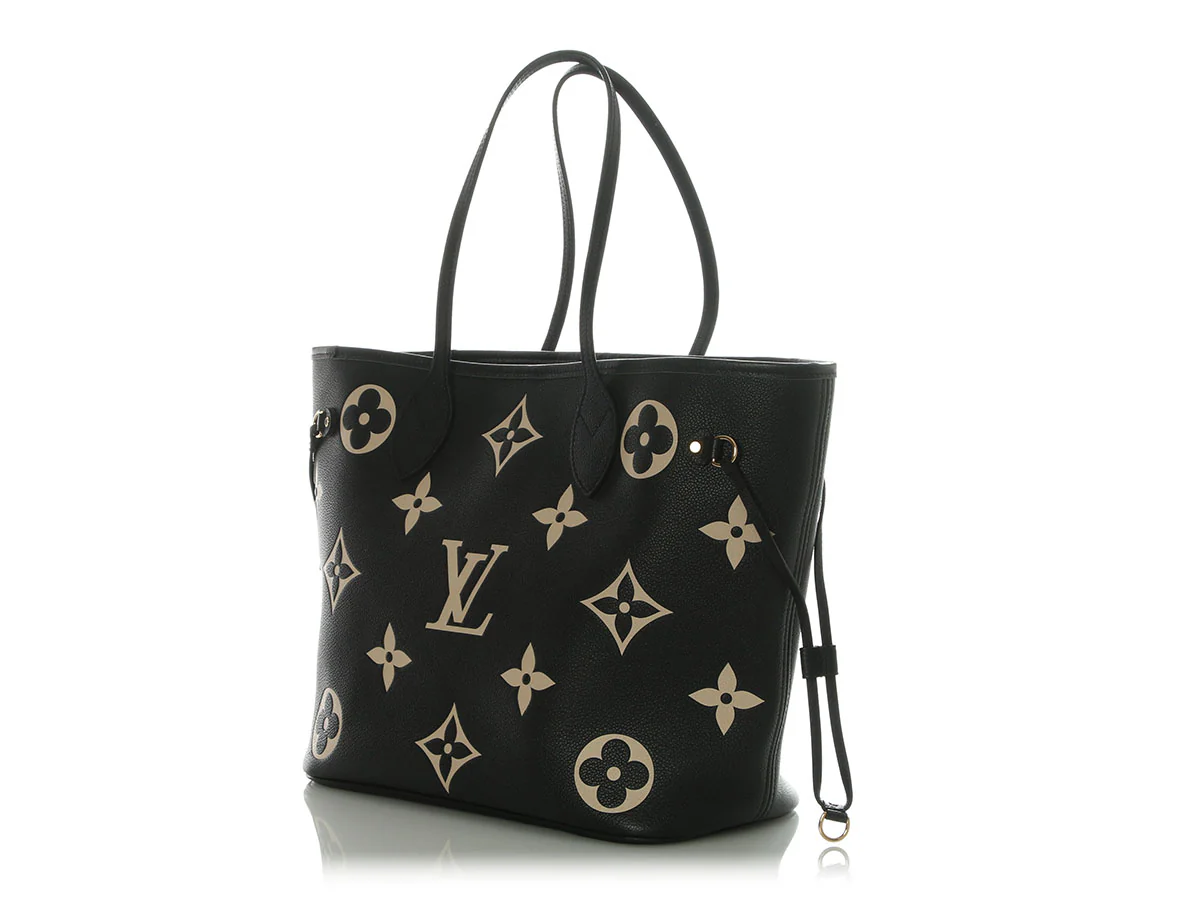 Louis Vuitton Black and Cream Giant Monogram Empreinte Neverfull - Image 4
