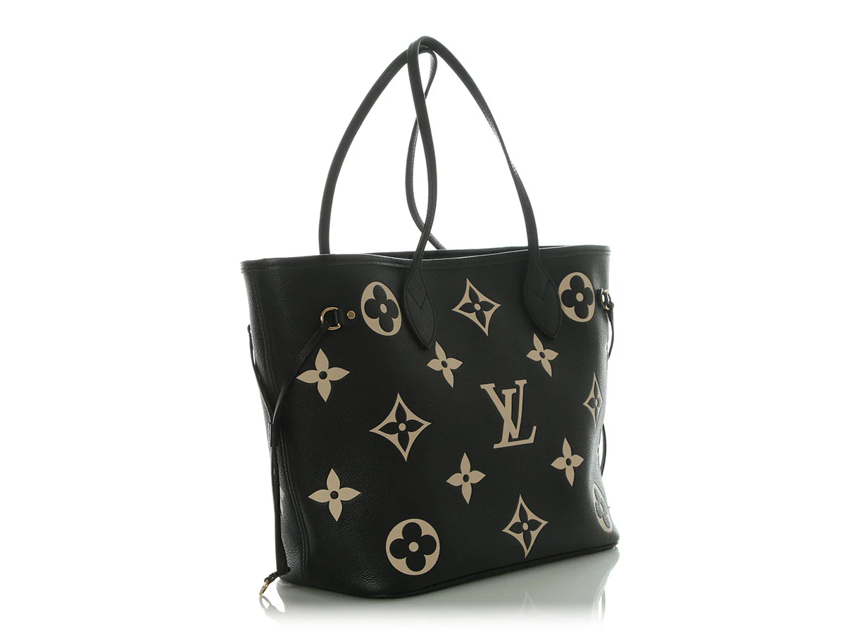 Louis Vuitton Black and Cream Giant Monogram Empreinte Neverfull - Image 6