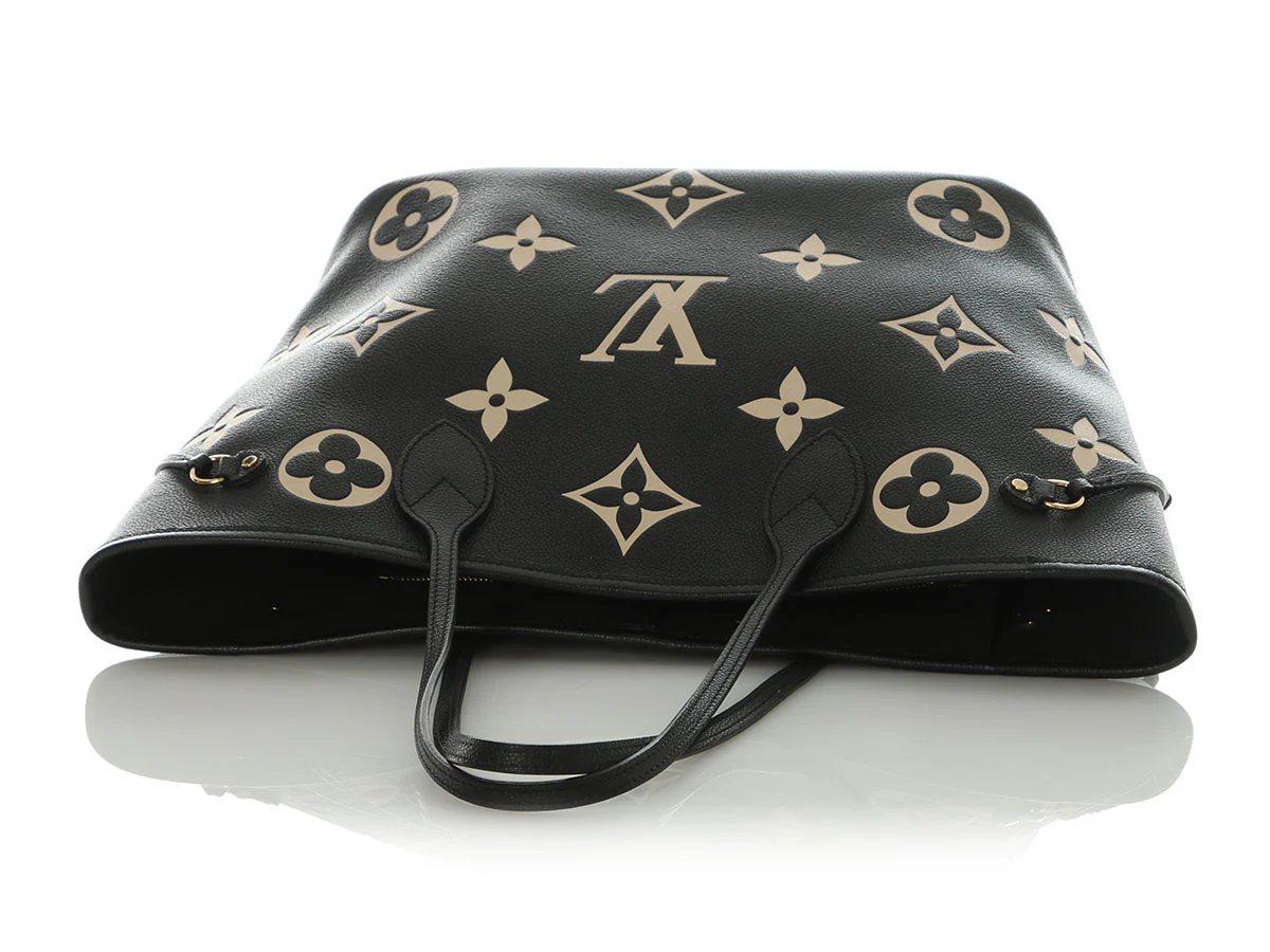 Louis Vuitton Black and Cream Giant Monogram Empreinte Neverfull - Image 8