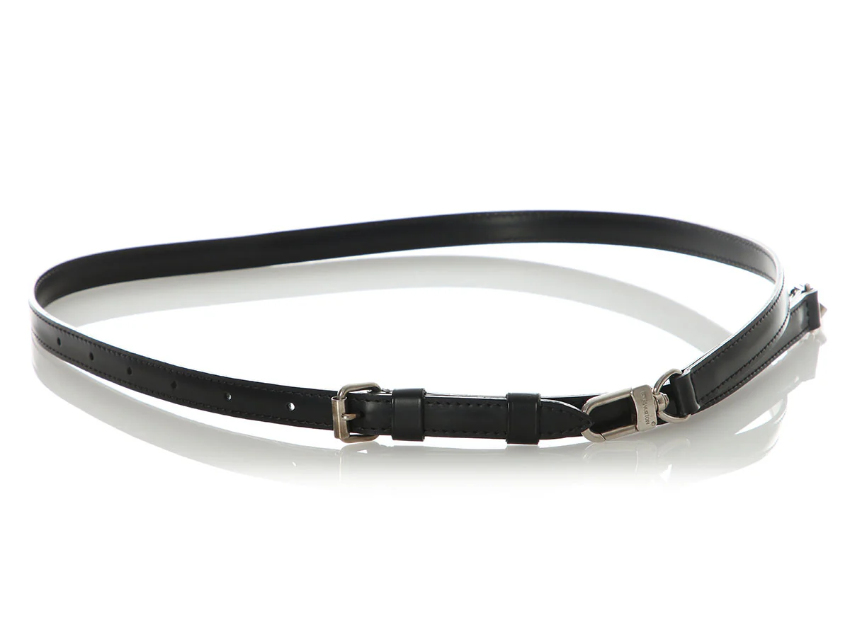 Louis Vuitton Black Leather Shoulder Strap - Image 3