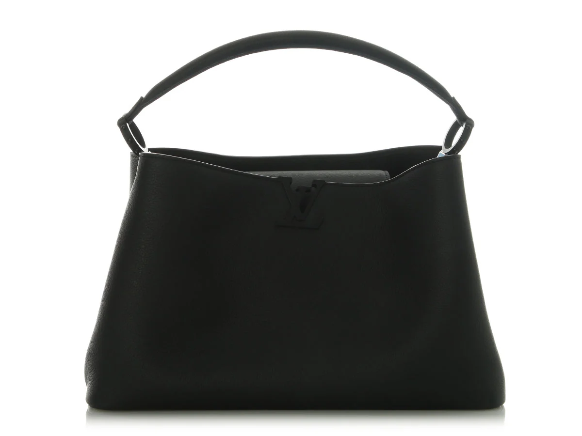 Louis Vuitton So Black Calfksin Capucines GM Souple