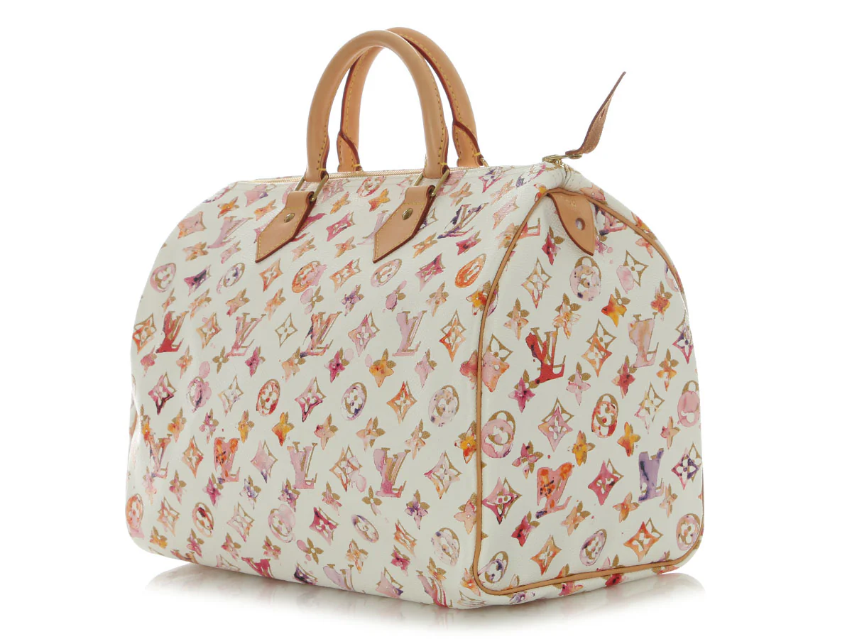 Louis Vuitton White Watercolor Aquarelle Speedy 35 - Image 3