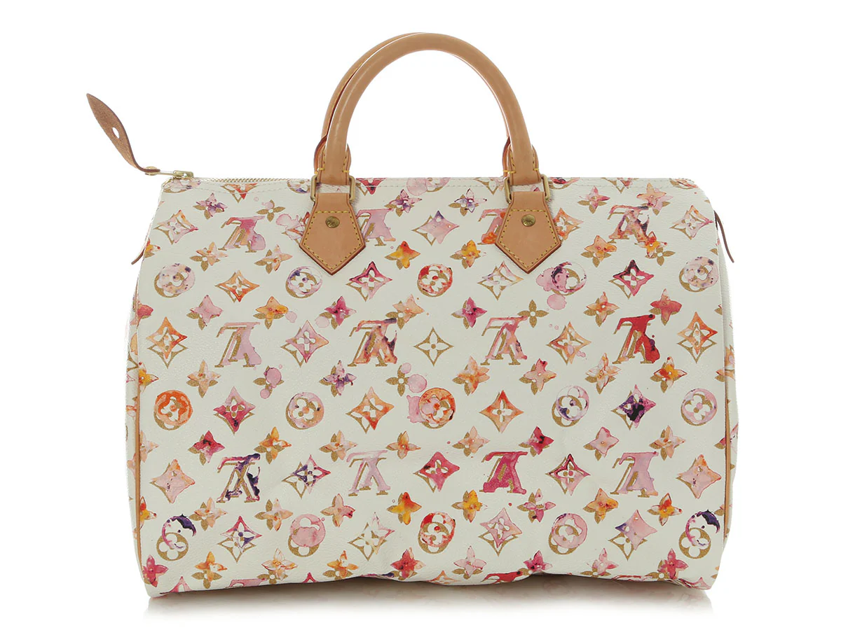 Louis Vuitton White Watercolor Aquarelle Speedy 35 - Image 4