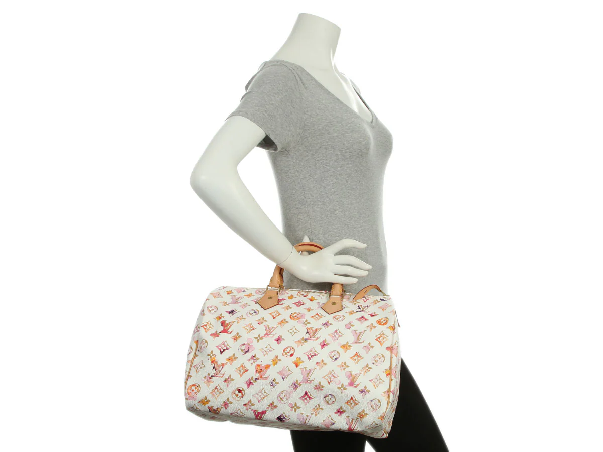 Louis Vuitton White Watercolor Aquarelle Speedy 35 - Image 9