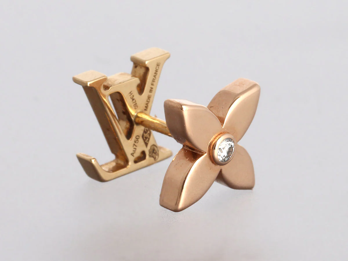 Louis Vuitton Two-Tone 18K Gold Diamond Idylle Blossom Reversible Pierced Stud Earrings - Image 3