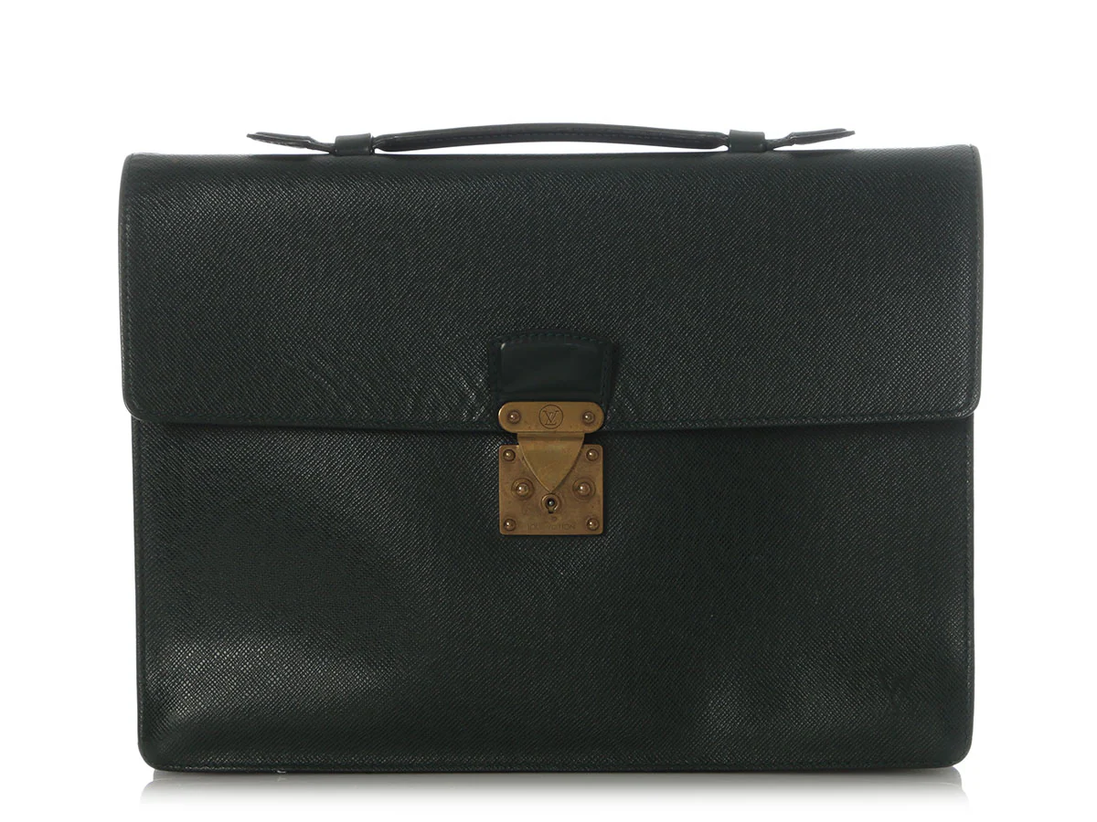 Louis Vuitton Vintage Green Taiga Serviette Kourad Briefcase
