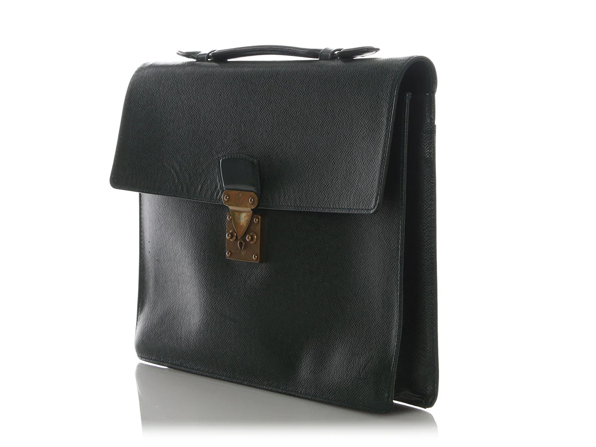 Louis Vuitton Vintage Green Taiga Serviette Kourad Briefcase - Image 3