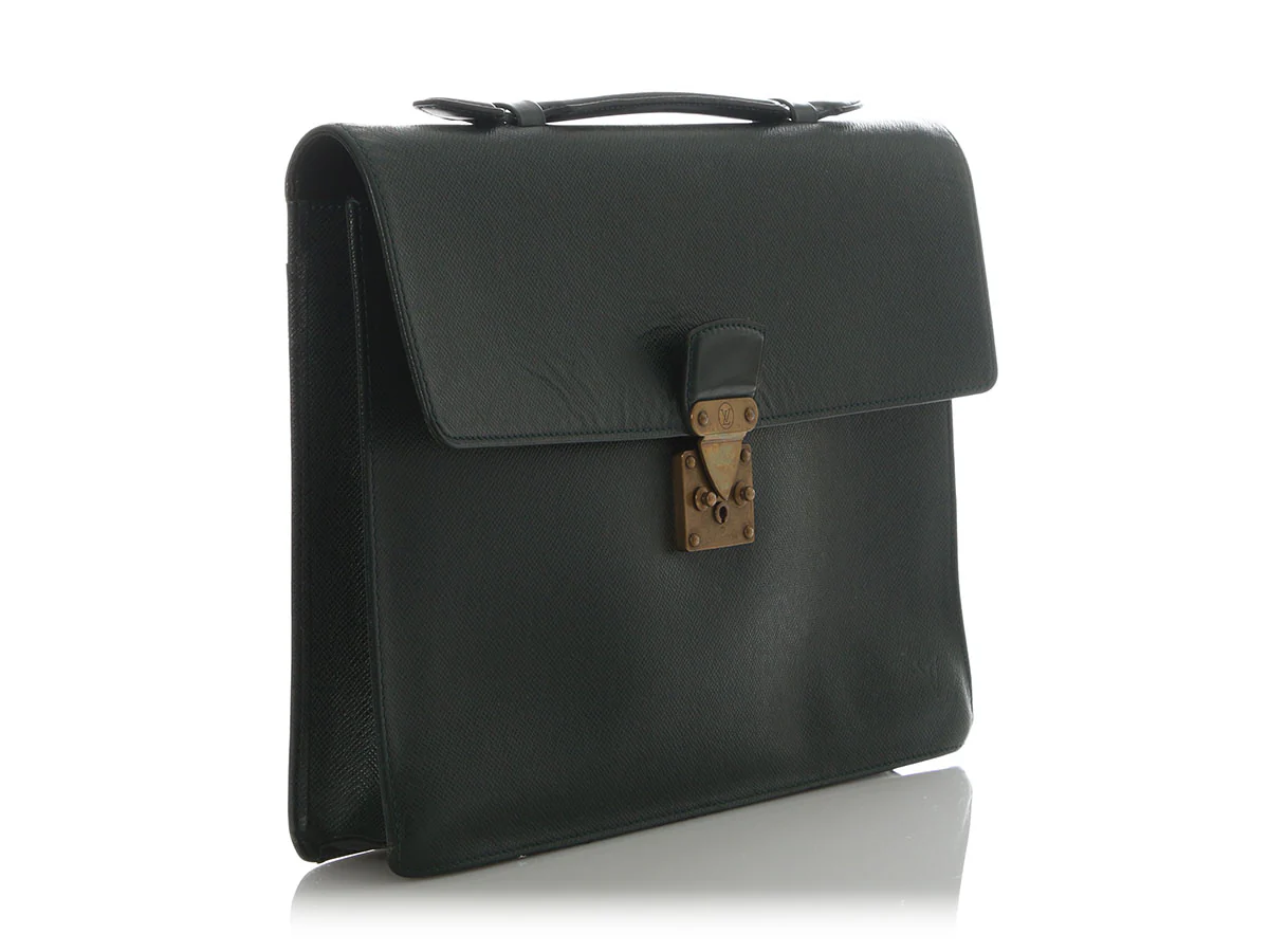 Louis Vuitton Vintage Green Taiga Serviette Kourad Briefcase - Image 5