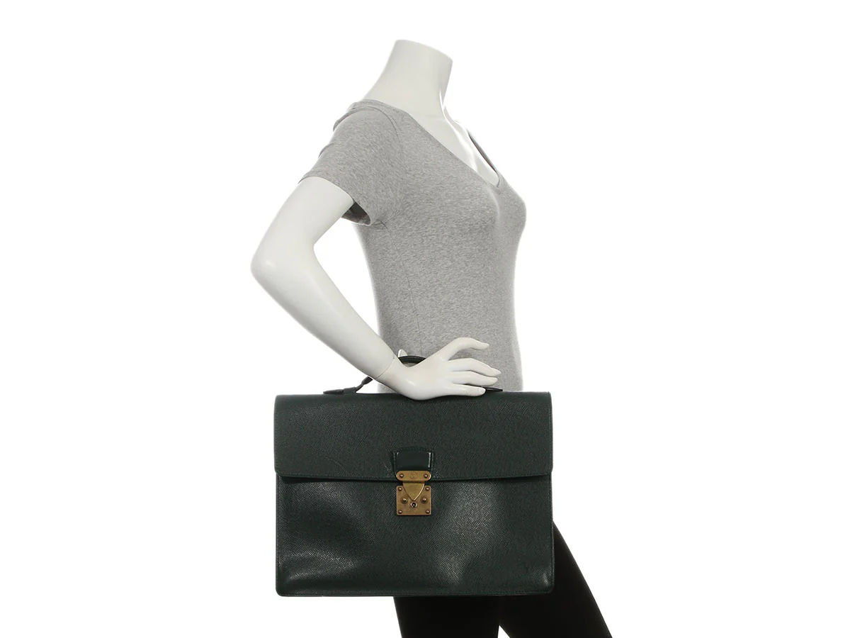 Louis Vuitton Vintage Green Taiga Serviette Kourad Briefcase - Image 9