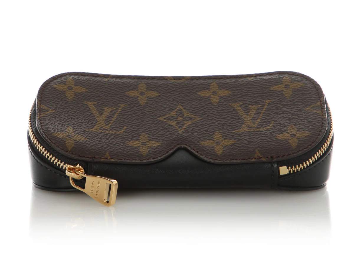 Louis Vuitton Monogram and Black Leather Sunglasses Pouch GM - Image 3