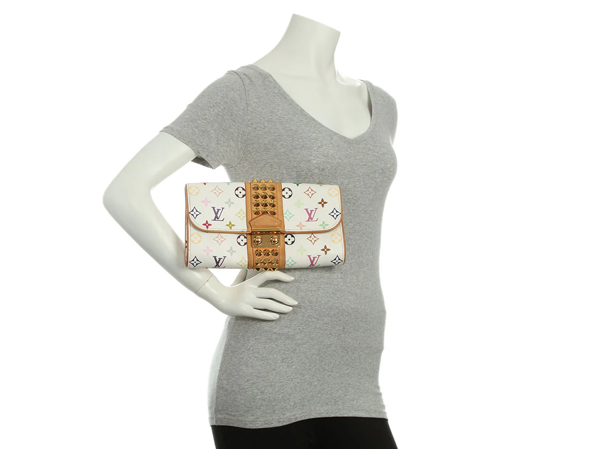 Louis Vuitton White Multicolore Monogram Pochette Courtney Clutch - Image 9