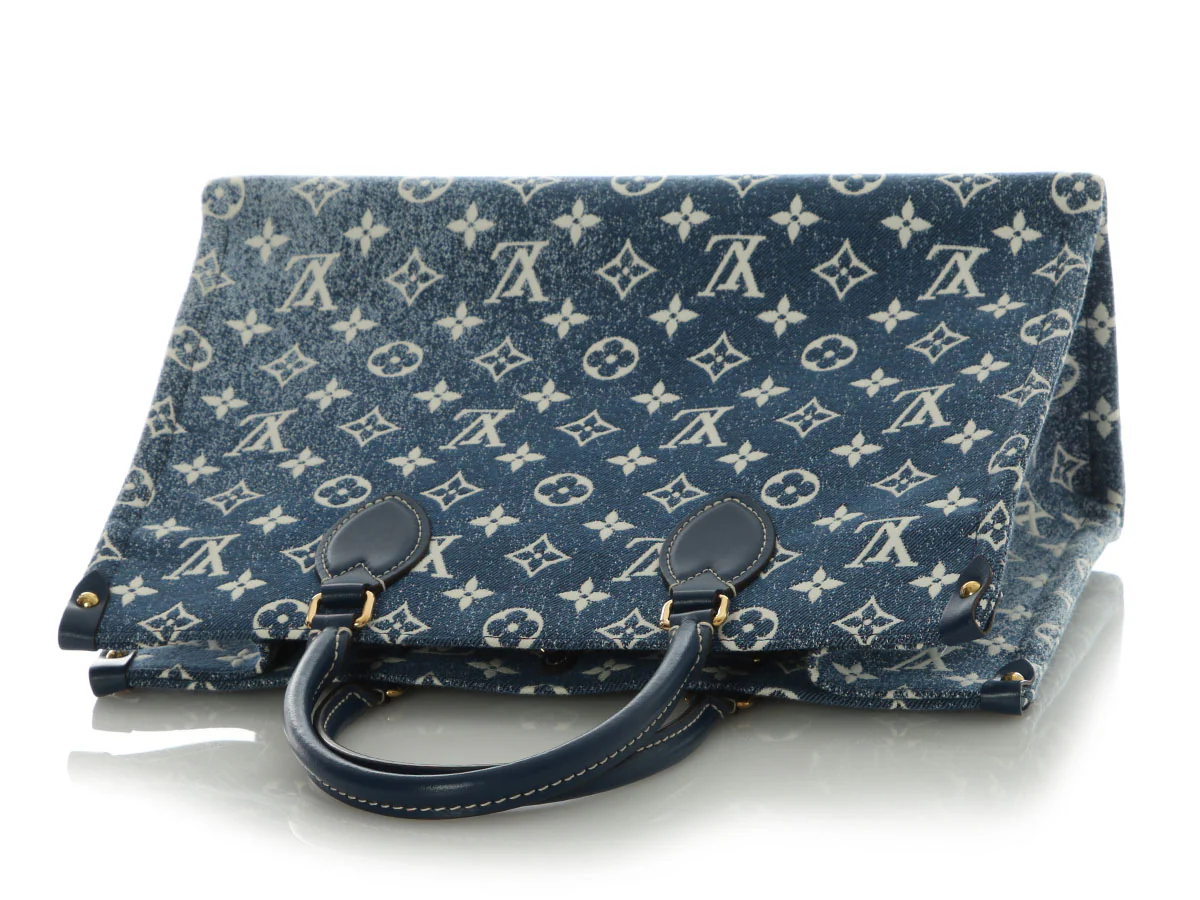 Louis Vuitton Blue Monogram Denim Onthego MM - Image 8