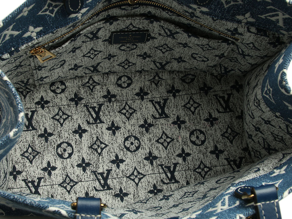 Louis Vuitton Blue Monogram Denim Onthego MM - Image 9