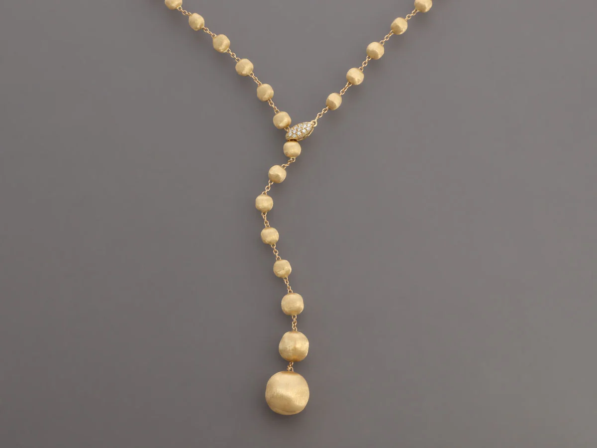 Marco Bicego 18K Yellow Gold Diamond Africa Constellation Lariat Pendant Necklace - Image 3
