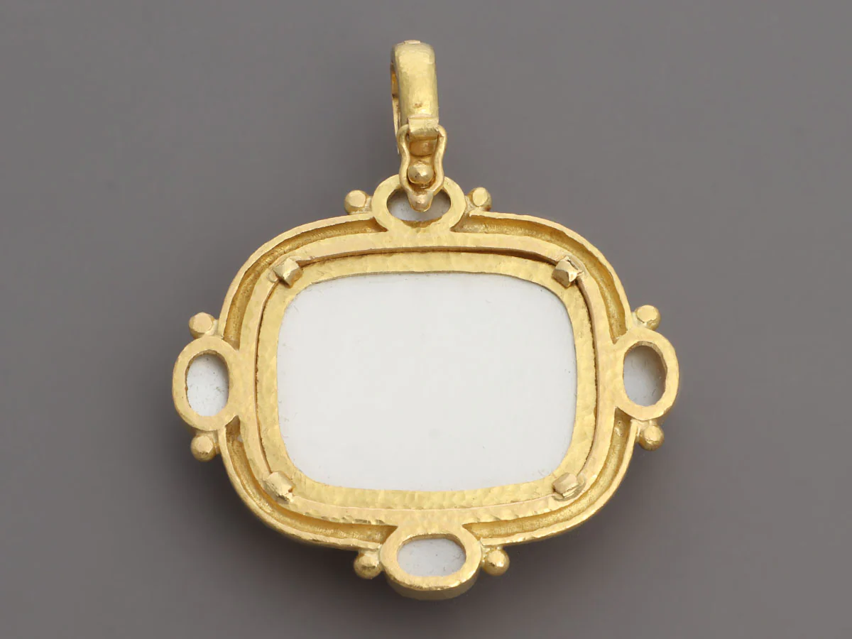 Elizabeth Locke 19K Yellow Gold Iolite Intaglio Pendant - Image 3