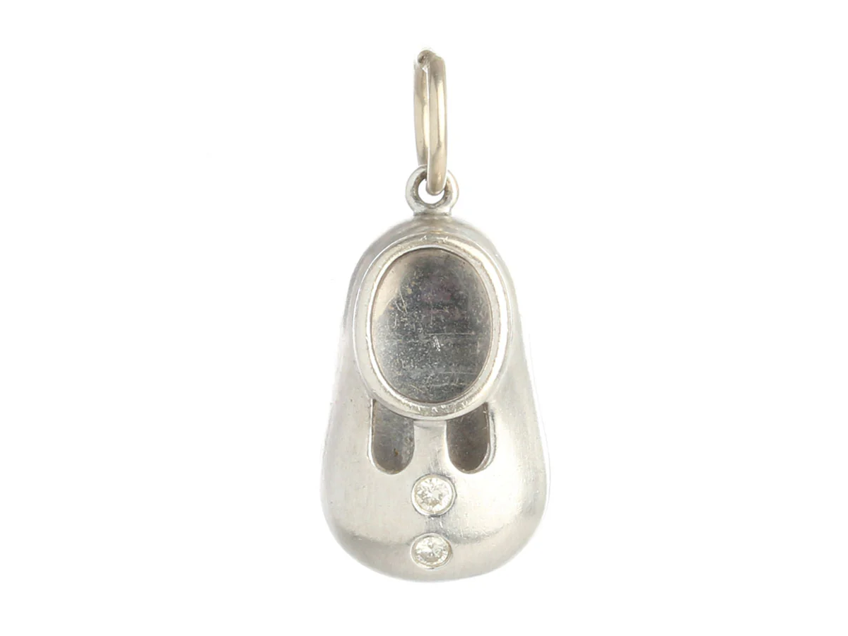 14K White Gold Diamond Baby Shoe Charm