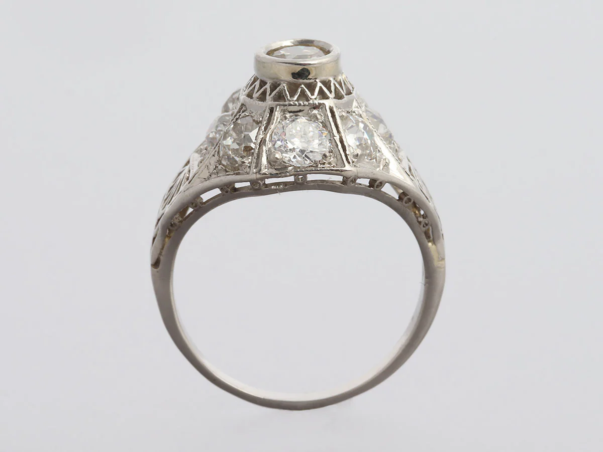 Platinum Diamond Art Deco Ring - Image 4
