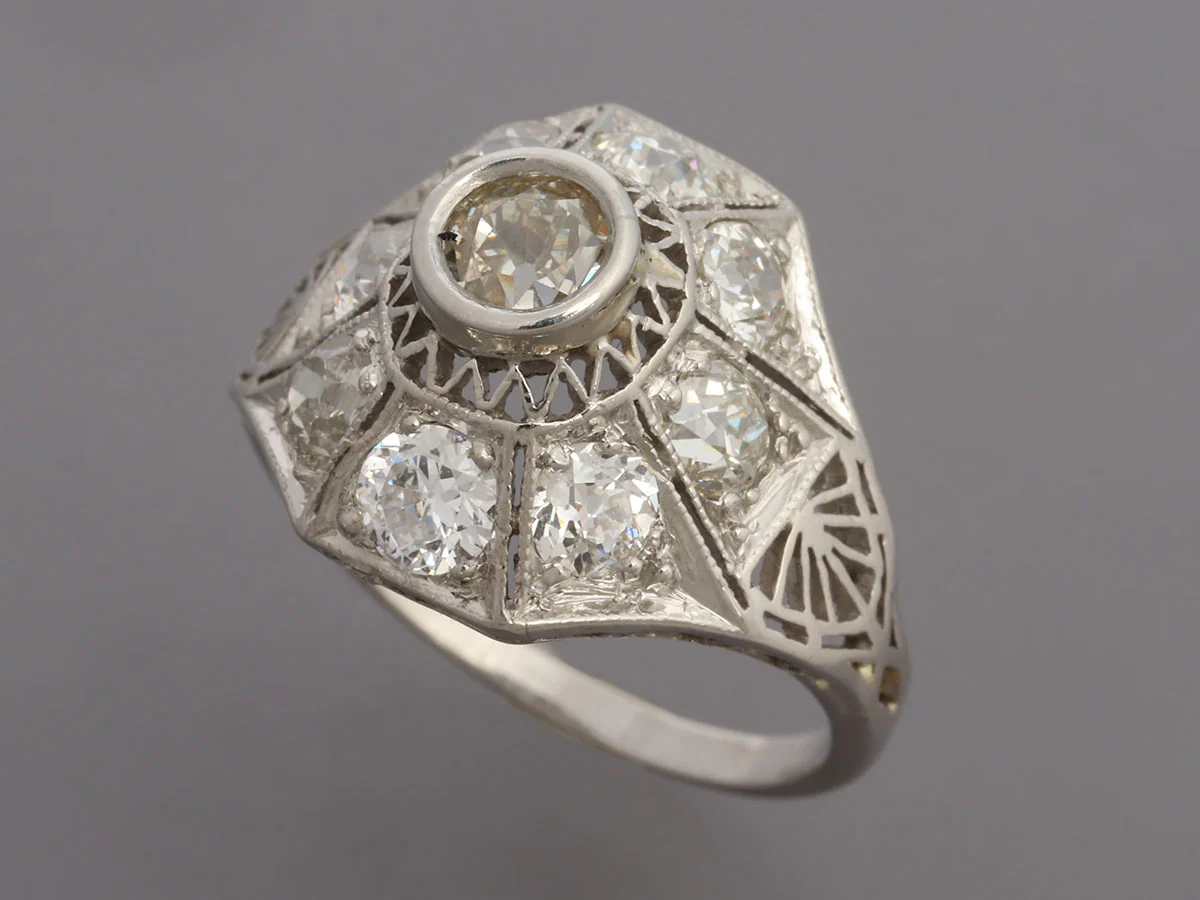 Platinum Diamond Art Deco Ring - Image 5