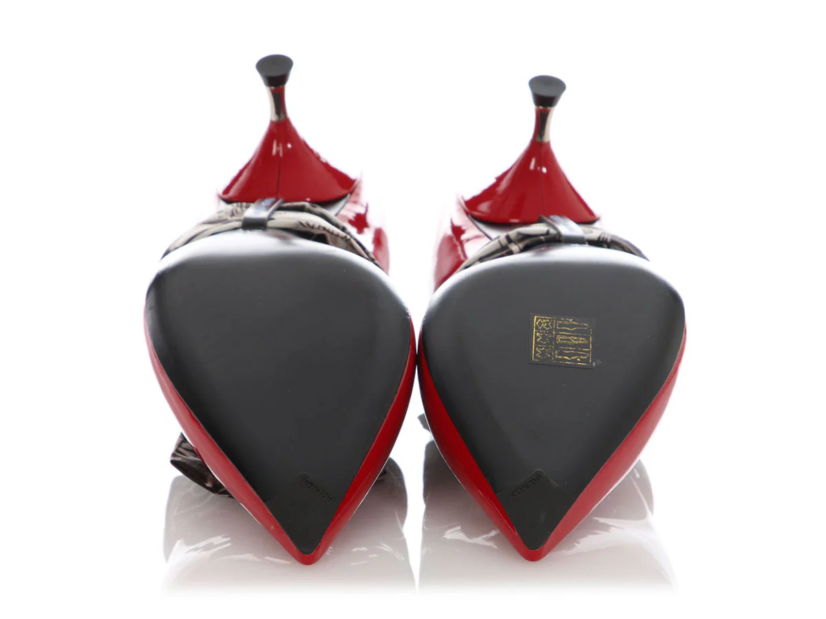 Prada Red Patent and Silk Bow Pumps - Image 6