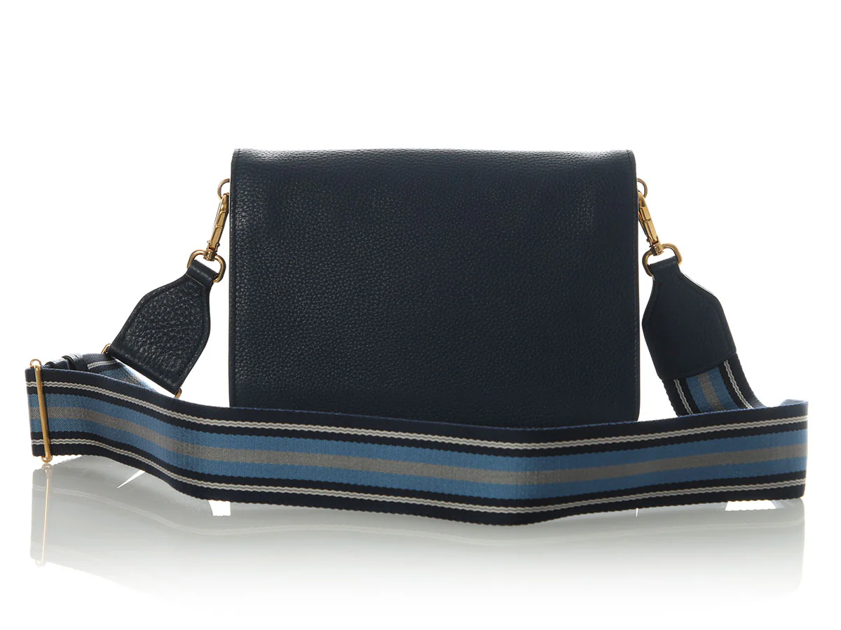 Prada Navy Daino Leather Shoulder Bag - Image 4