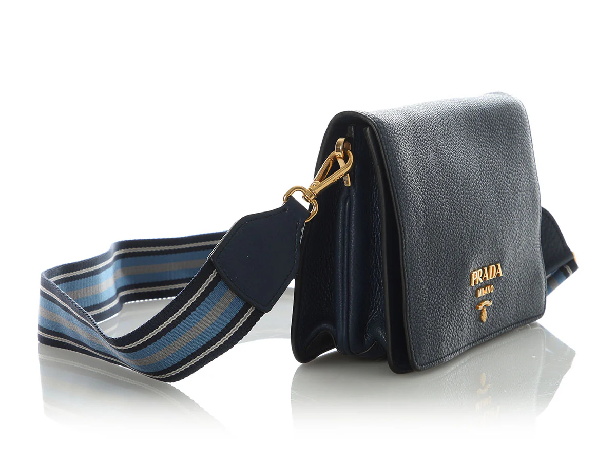 Prada Navy Daino Leather Shoulder Bag - Image 5