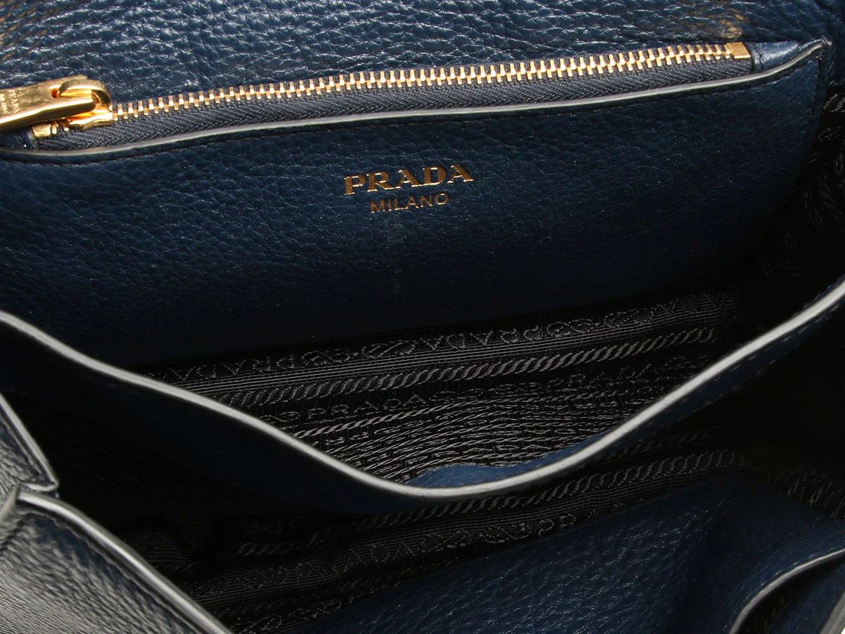 Prada Navy Daino Leather Shoulder Bag - Image 8