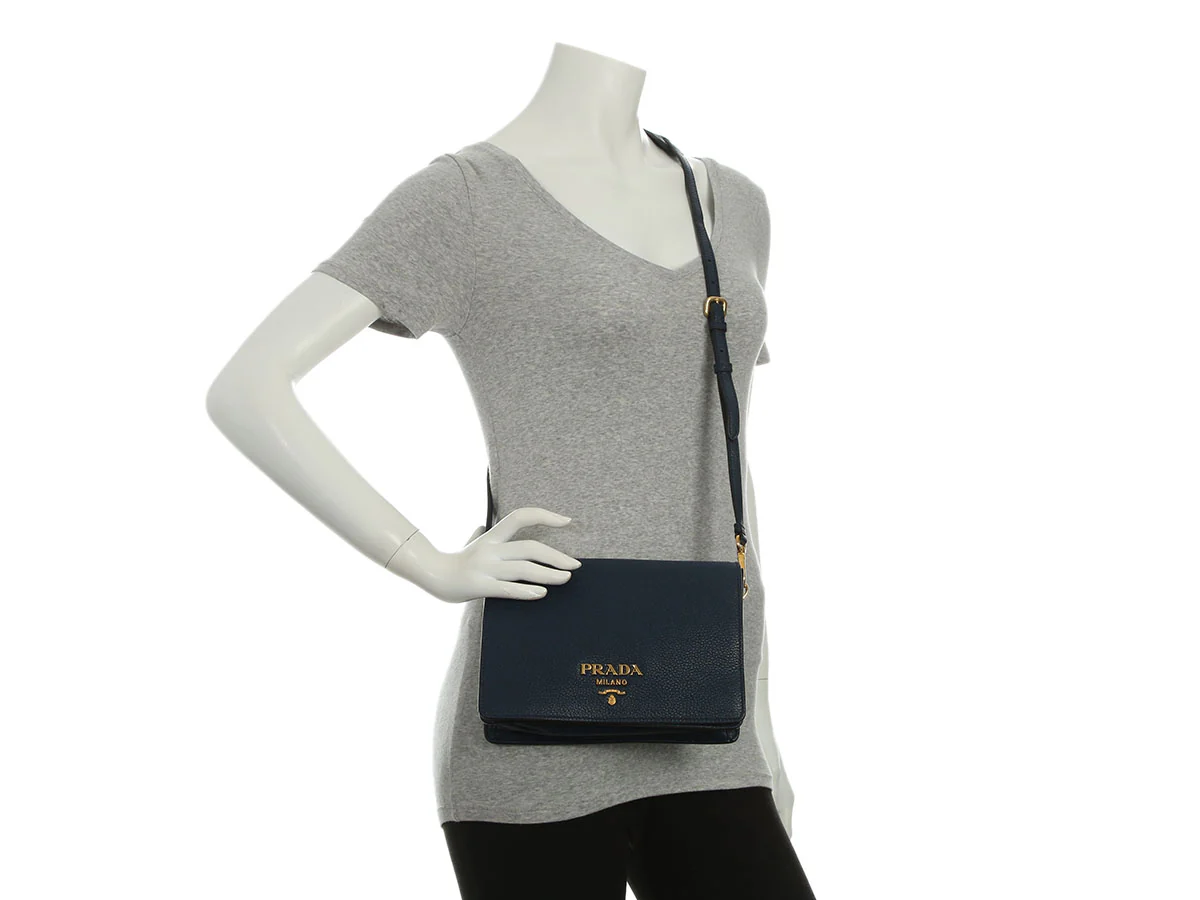 Prada Navy Daino Leather Shoulder Bag - Image 9