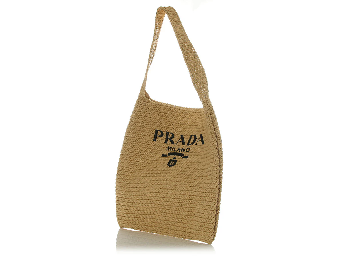 Prada Bianco Raffia Shopping Tote - Image 3