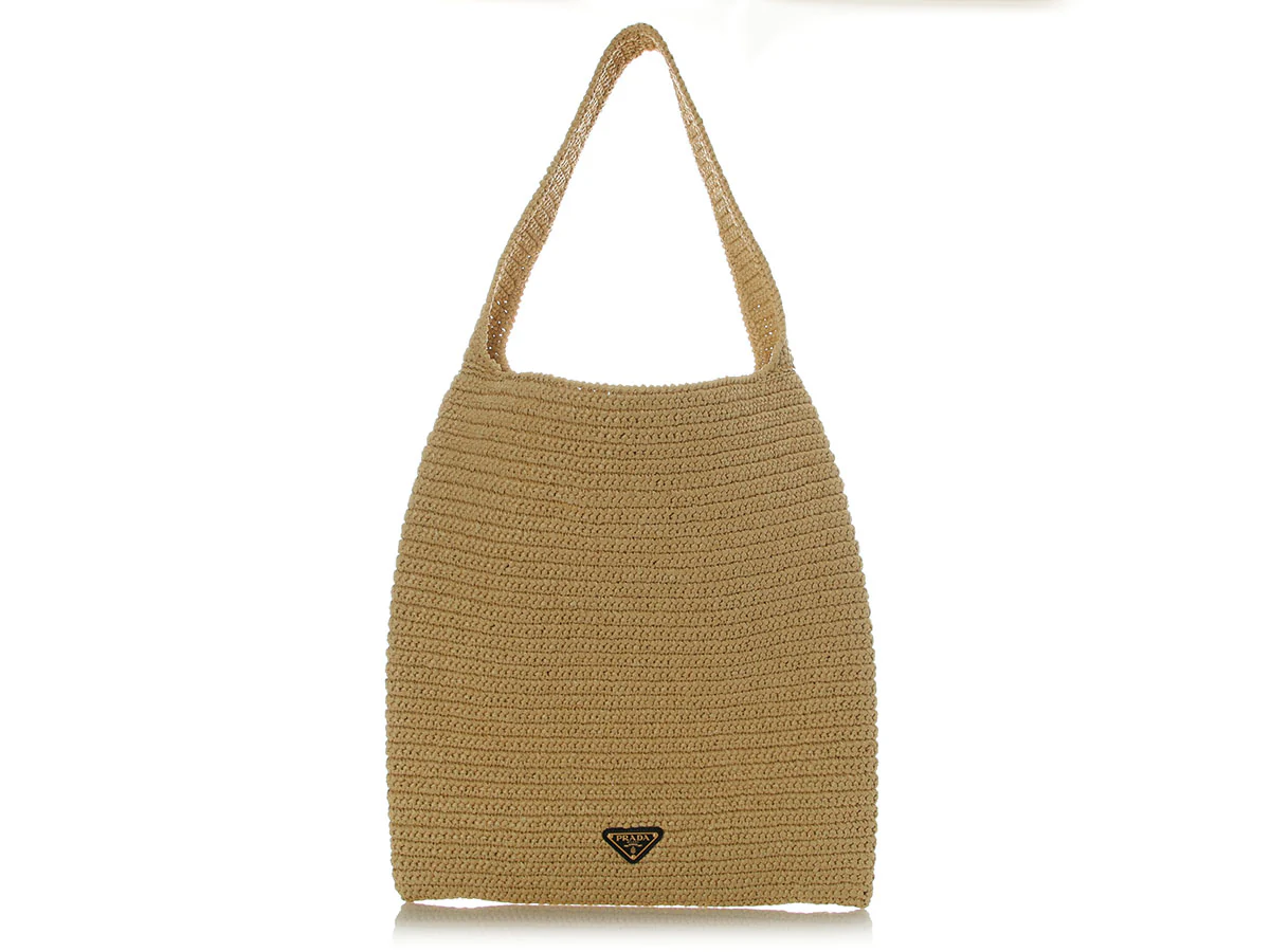 Prada Bianco Raffia Shopping Tote - Image 4