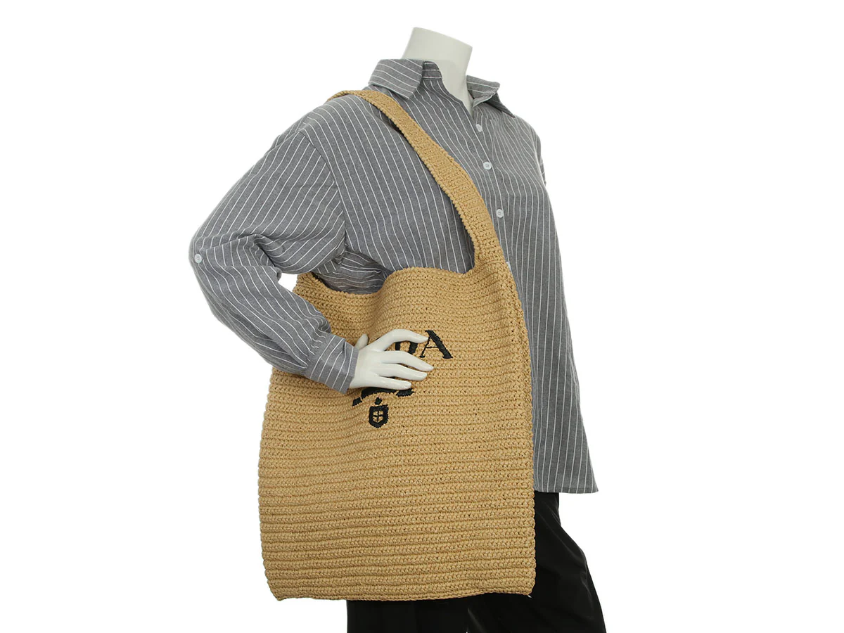 Prada Bianco Raffia Shopping Tote - Image 9