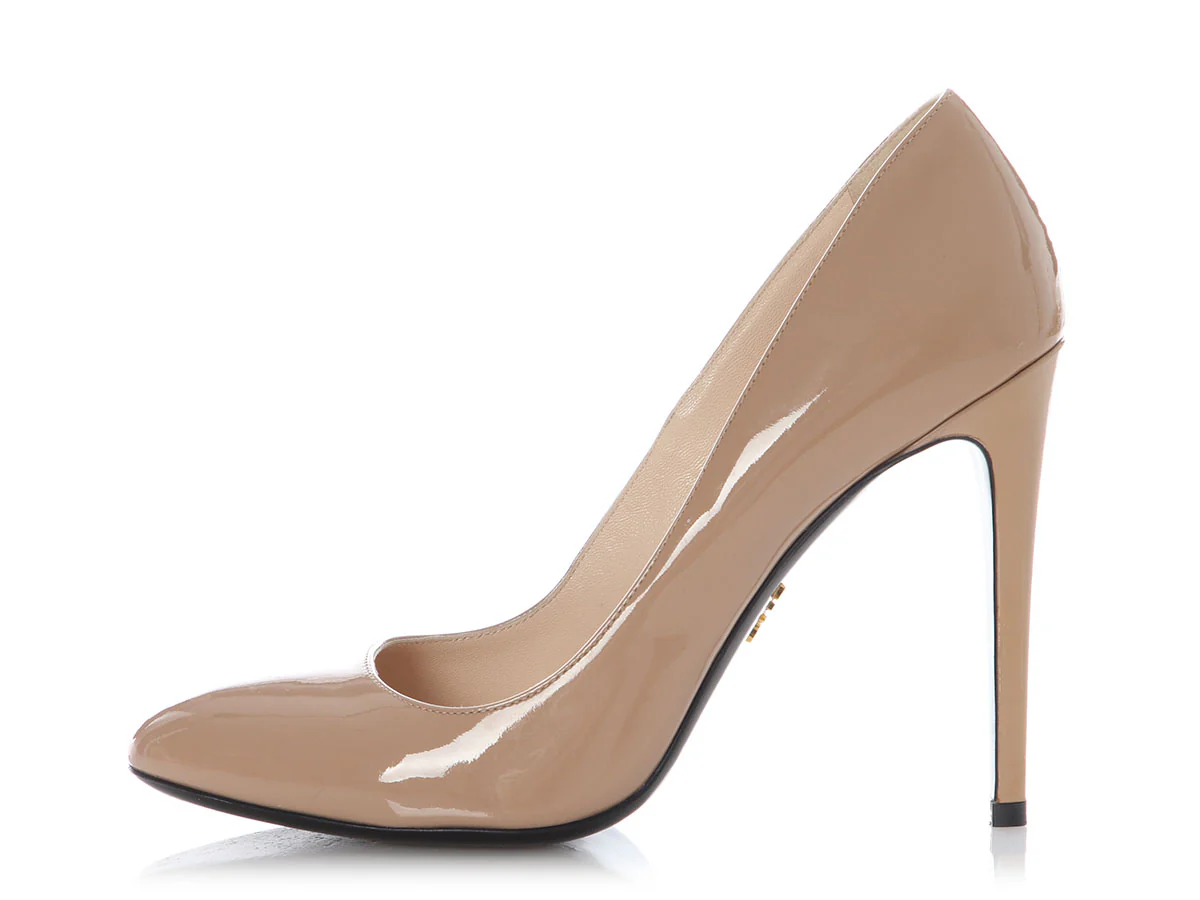 Prada Beige Patent Pumps